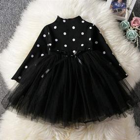 img 3 attached to 👗 Stylish NNJXD Toddler Girl Polka Dotted Multilayer Ruffled Long Sleeve Tutu Party Dresses