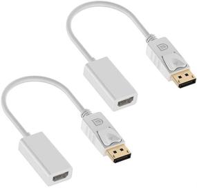 img 4 attached to 🔌 Адаптер DisplayPort на HDMI DEORNA 4K - преобразователь мужской на женский для Dell, HP, Lenovo и других - Вставить и работать (2 шт. белые)