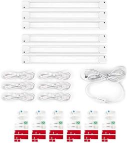 img 4 attached to 💡 Parmida 6-Pack LED Slim Under Cabinet Light, 120V Plug & Play, 12 Inch, 5.5W, Linkable, ETL-Listed, Dimmable, Power Switch Included, 330lm, Counter & Closet Lighting, 3000K, Accessories Included