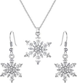 img 4 attached to Колье-серьги BriLove Snowflake Серебряный оттенок