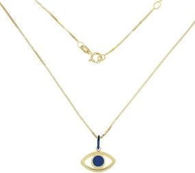 img 1 attached to 👁️ Premium 14k Italian Solid Gold Lucchetta Evil Eye Necklace for Women - XD8716-VE45