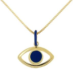 img 4 attached to 👁️ Premium 14k Italian Solid Gold Lucchetta Evil Eye Necklace for Women - XD8716-VE45