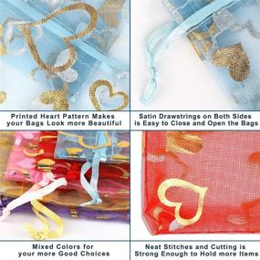 img 2 attached to 🎁 Pack of 50 SumDirect 5x7 inch Heart Organza Drawstring Jewelry Bags in Assorted Colors - Ideal Gift Pouches for Wedding, Party, and Christmas Celebrations