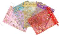 🎁 pack of 50 sumdirect 5x7 inch heart organza drawstring jewelry bags in assorted colors - ideal gift pouches for wedding, party, and christmas celebrations logo