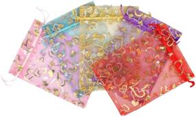 img 4 attached to 🎁 Pack of 50 SumDirect 5x7 inch Heart Organza Drawstring Jewelry Bags in Assorted Colors - Ideal Gift Pouches for Wedding, Party, and Christmas Celebrations