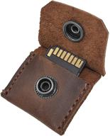 🎮 handmade rustic leather switch cartridge game keychain/sd card/guitar pick holder by hide & drink - bourbon brown logo
