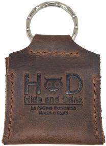 img 1 attached to 🎮 Handmade Rustic Leather Switch Cartridge Game Keychain/SD Card/Guitar Pick Holder by Hide & Drink - Bourbon Brown