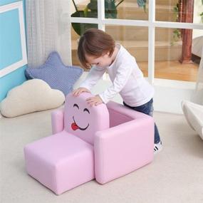 img 1 attached to 🪑 Emall Life Multifunctional Children's Armchair Set with Wooden Frame - Boy's and Girl's Armrest Chair and Table - Easy to Clean (Pink)