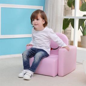 img 3 attached to 🪑 Emall Life Multifunctional Children's Armchair Set with Wooden Frame - Boy's and Girl's Armrest Chair and Table - Easy to Clean (Pink)