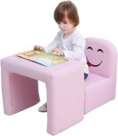 🪑 emall life multifunctional children's armchair set with wooden frame - boy's and girl's armrest chair and table - easy to clean (pink) logo