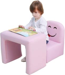 img 4 attached to 🪑 Emall Life Multifunctional Children's Armchair Set with Wooden Frame - Boy's and Girl's Armrest Chair and Table - Easy to Clean (Pink)