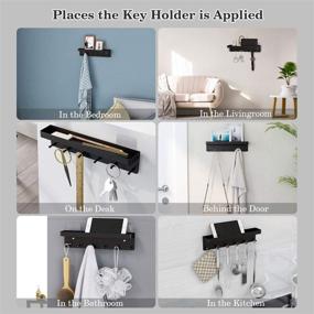 img 3 attached to 🔑 Innovative BHeadCat Multi-Functional Key Holders: Stylish Wall Mounted Key Hooks with Storage Shelf, Drill-Free and Decorative for Bedroom and Living Room