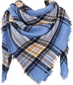 img 3 attached to 🧣 Dora Bridal Women's Plaid Triangle Scarf Blanket: Warm, Cozy, Long Shawl Wrap for Girls