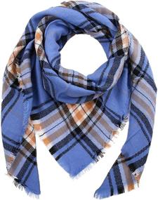 img 1 attached to 🧣 Dora Bridal Women's Plaid Triangle Scarf Blanket: Warm, Cozy, Long Shawl Wrap for Girls