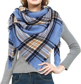 img 4 attached to 🧣 Dora Bridal Women's Plaid Triangle Scarf Blanket: Warm, Cozy, Long Shawl Wrap for Girls