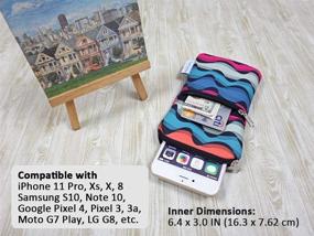 img 3 attached to Tainada Phone Neoprene Shockproof Sleeve Bag with Carabiner - Ideal 📱 for iPhone 11/12 Pro, Samsung S21, Sony Xperia 5 II (Multi-Colored Waves Pattern)