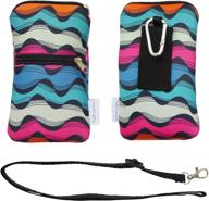 tainada phone neoprene shockproof sleeve bag with carabiner - ideal 📱 for iphone 11/12 pro, samsung s21, sony xperia 5 ii (multi-colored waves pattern) logo