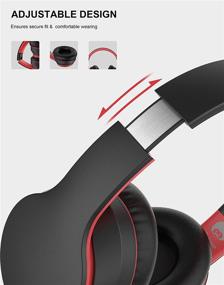 img 1 attached to 🎧 Rockpapa E7 Bluetooth Headphones Over Ear, Wireless Headset Foldable with Built-in Mic for Travel Home Office, Boys Girls Teens Kids, Including Travel Case, Black Red