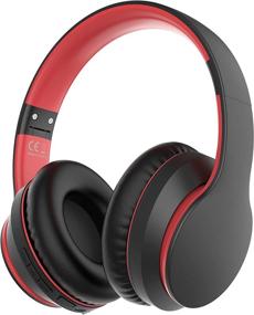 img 4 attached to 🎧 Rockpapa E7 Bluetooth Headphones Over Ear, Wireless Headset Foldable with Built-in Mic for Travel Home Office, Boys Girls Teens Kids, Including Travel Case, Black Red