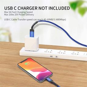 img 3 attached to 🔌 Кабель USB Type C быстрой зарядки 3A [набор из 5 штук по 3 фута], быстрая зарядка USB C совместима с Samsung Galaxy S10 S9 S8 S20 Plus A51 A11, Note 10 9 8, контроллером PS5, USB C зарядным устройством (синий, 3 фута)