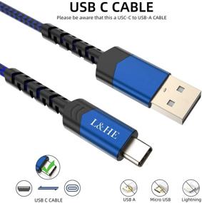 img 4 attached to 🔌 Кабель USB Type C быстрой зарядки 3A [набор из 5 штук по 3 фута], быстрая зарядка USB C совместима с Samsung Galaxy S10 S9 S8 S20 Plus A51 A11, Note 10 9 8, контроллером PS5, USB C зарядным устройством (синий, 3 фута)