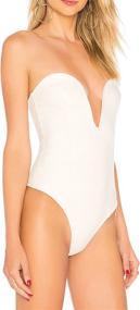 img 3 attached to 👗 May&amp;Maya Plunge Neck Strapless Women's Bodysuit - Enhanced for SEO