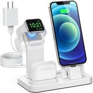 tinetton 3 in 1 charging station compatible with apple watch iphone airpods with 10w adapter logo