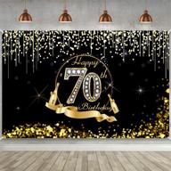 🎉 stylish and chic 70th birthday party decor: extra large black gold sign, supplies, banner, and photo booth backdrop – 72.8 x 43.3 inches логотип