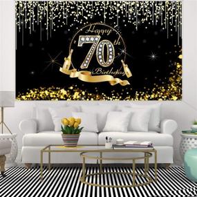 img 1 attached to 🎉 Stylish and Chic 70th Birthday Party Decor: Extra Large Black Gold Sign, Supplies, Banner, and Photo Booth Backdrop – 72.8 x 43.3 Inches