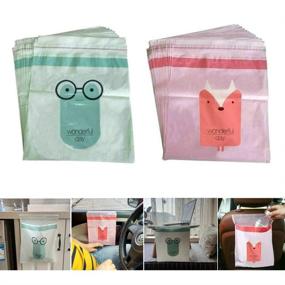 img 4 attached to 🚗 Convenient Portable Car Trash Bag & Sticky Waste Bags - 30 Pcs, 2 Colors (Pink+Green)