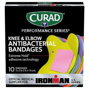 img 3 attached to 🏃 Curad CURIM5022 Performance Series Ironman Knee and Elbow Antibacterial Bandages - Extreme Hold Technology, Fabric, 10 Count (Pack of 3)