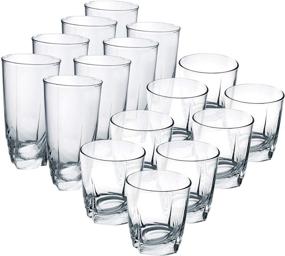 img 3 attached to Luminarc 16 Piece Ascot Tumbler Set: Coolers & Double Old Fashioned Glasses, Mixed, Clear - Perfect Glassware Collection for All Occasions!