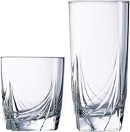 luminarc 16 piece ascot tumbler set: coolers & double old fashioned glasses, mixed, clear - perfect glassware collection for all occasions! logo