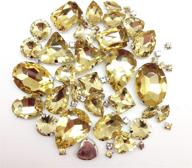 pepperlonely 50pc light yellow crystal rhinestones with sew-on claw: 💎 assorted shapes & sizes, 12 x 7mm to 25 x 13mm logo