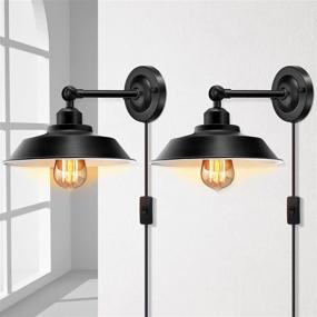 img 4 attached to 💡 Black Antique Swing Arm Vintage Wall Lamp - Industrial Plug in Sconce with On/Off Switch for Restaurant, Bathroom, and Dining Room