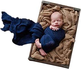 img 4 attached to 📷 Sunmig Newborn Baby Stretch Wrap Photo Props in Navy: Ideal for Baby Photography