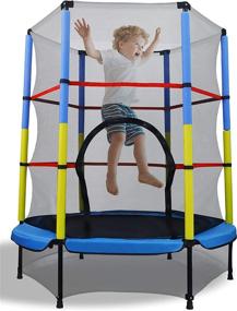 img 4 attached to 🎪 Safe and Fun: Kanchimi Mini Trampoline for Kids with Enclosure Net & Safety Pad - Indoor/Outdoor Use!