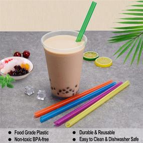 img 2 attached to 🥤 Set of 16 Reusable Boba Straws & Smoothie Straws in Assorted Colors – Wide, BPA-Free Plastic Straws for Bubble Tea(Boba Pearls) and Milkshakes – Includes 4 Cleaning Brushes and Angled Tips in a Convenient Case