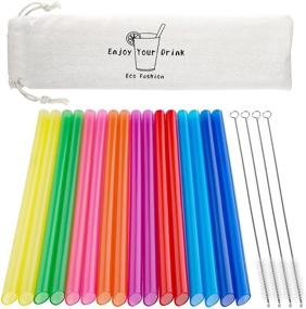 img 4 attached to 🥤 Set of 16 Reusable Boba Straws & Smoothie Straws in Assorted Colors – Wide, BPA-Free Plastic Straws for Bubble Tea(Boba Pearls) and Milkshakes – Includes 4 Cleaning Brushes and Angled Tips in a Convenient Case