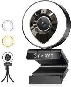 img 4 attached to 📷 High-Quality Webcam with Built-in Microphone, Sinvitron USB Webcam with Light, Adjustable Brightness Levels, 1080P HD for Desktop, MAC, Zoom, Skype, YouTube – Plug and Play Webcam with Microphone and Tripod