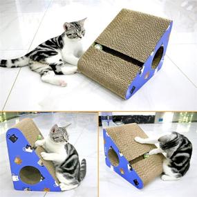 img 2 attached to 🐱 ROMOHOM 2 Pack Cardboard Cat Scratchers for Indoor Cats | Cat Scratching Post & Tunnel Toy Set | Includes Catnip Ball