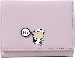 img 4 attached to 🐮 Adorable Girls Cute Cow Tri-fold Wallet: Small, Stylish, and Functional! Grab this Purple Cow Wallet Today!