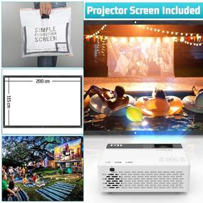 img 2 attached to 📽 TMY Projector with 100 Inch Projector Screen: High-Quality 1080P Full HD Video Projector for Home Cinema & Outdoor Movie – Compatible with TV Stick HDMI VGA USB TF AV