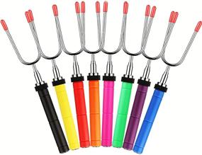 img 4 attached to Ultimate Marshmallow Roasting Sticks - 8 Pack Telescoping Smores Skewers, 34 Inch Extendable Forks with Colored Handles for Campfire, Fire Pit, Bonfire & Grill