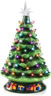15-inch prelit ceramic christmas tree: festive tabletop decoration with 70 multicolor lights logo