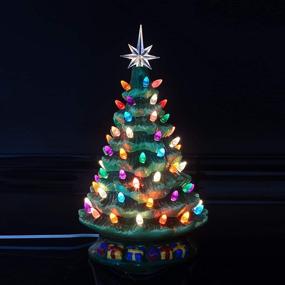 img 2 attached to 15-Inch Prelit Ceramic Christmas Tree: Festive Tabletop Decoration with 70 Multicolor Lights