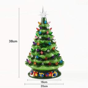 img 1 attached to 15-Inch Prelit Ceramic Christmas Tree: Festive Tabletop Decoration with 70 Multicolor Lights
