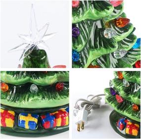 img 3 attached to 15-Inch Prelit Ceramic Christmas Tree: Festive Tabletop Decoration with 70 Multicolor Lights