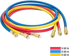 img 1 attached to 🚗 INCLAKE 3pcs 5FT Car AC HVAC Manifold Gauge Hose Kit, 3 Color 1/4" SAE Hose Adapters for R134A and R12 Refrigerants - Reliable Refrigeration Charging Hose Tube