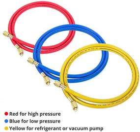 img 3 attached to 🚗 INCLAKE 3pcs 5FT Car AC HVAC Manifold Gauge Hose Kit, 3 Color 1/4" SAE Hose Adapters for R134A and R12 Refrigerants - Reliable Refrigeration Charging Hose Tube